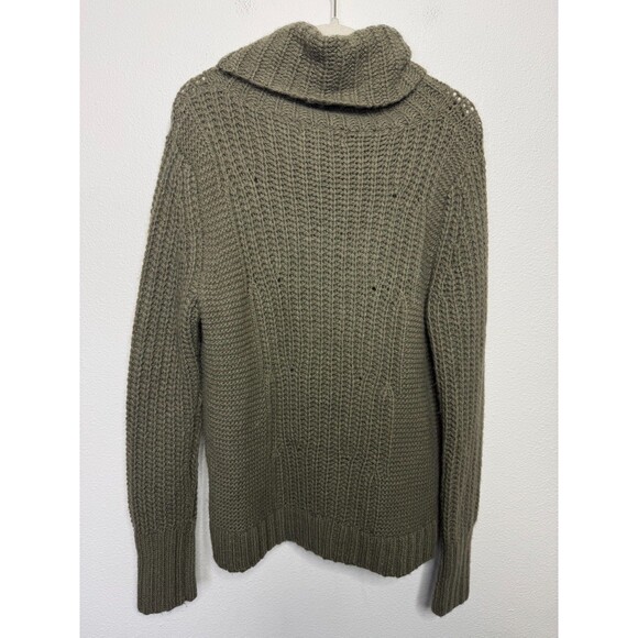 Banana Republic Sz M Chunky Mixed Stitch Turtleneck Sweater Tigers Eye Green - Picture 12 of 12